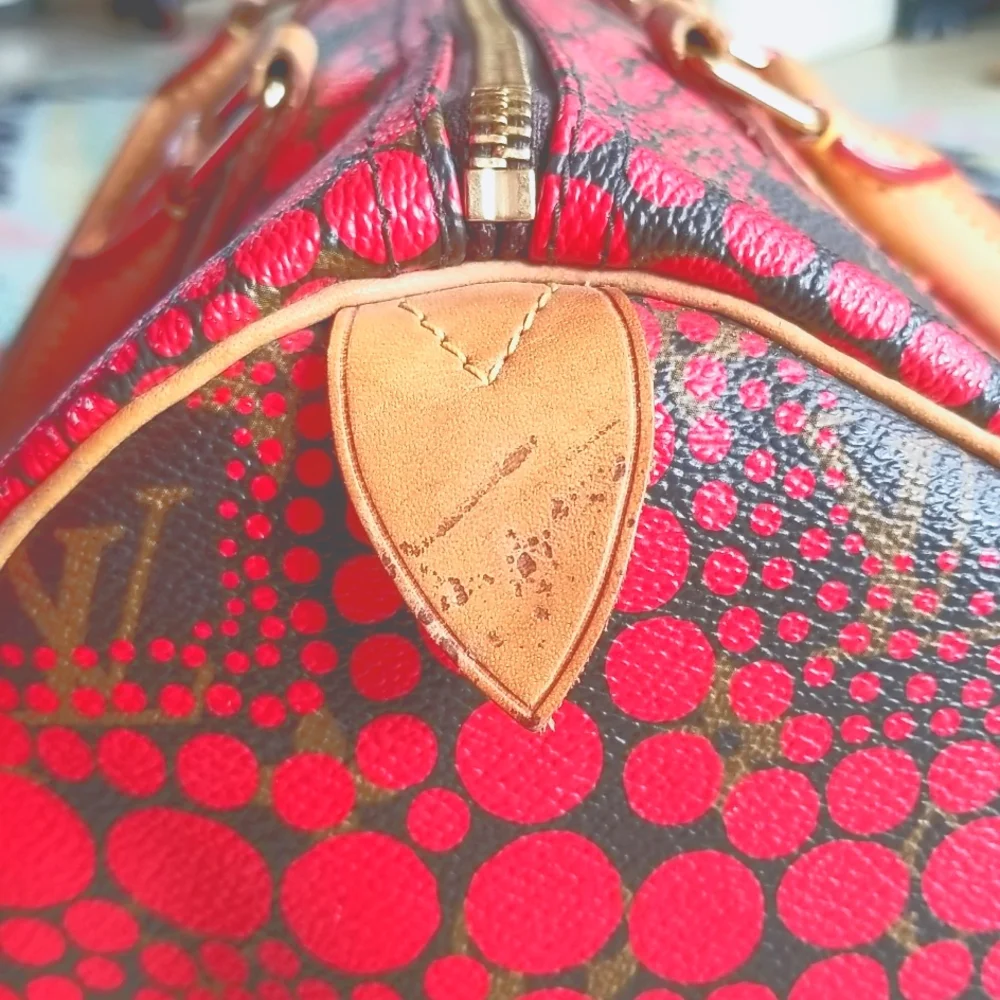 LOUIS VUITTON Speedy 30 Yayoi Kusama 2012 LTD ED Pumpkin Infinity Red Purs Bag - Picture 7 of 16